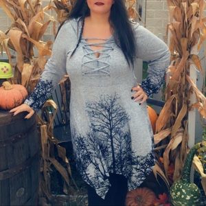 Hooded Corset Laced Tree Branches Dress